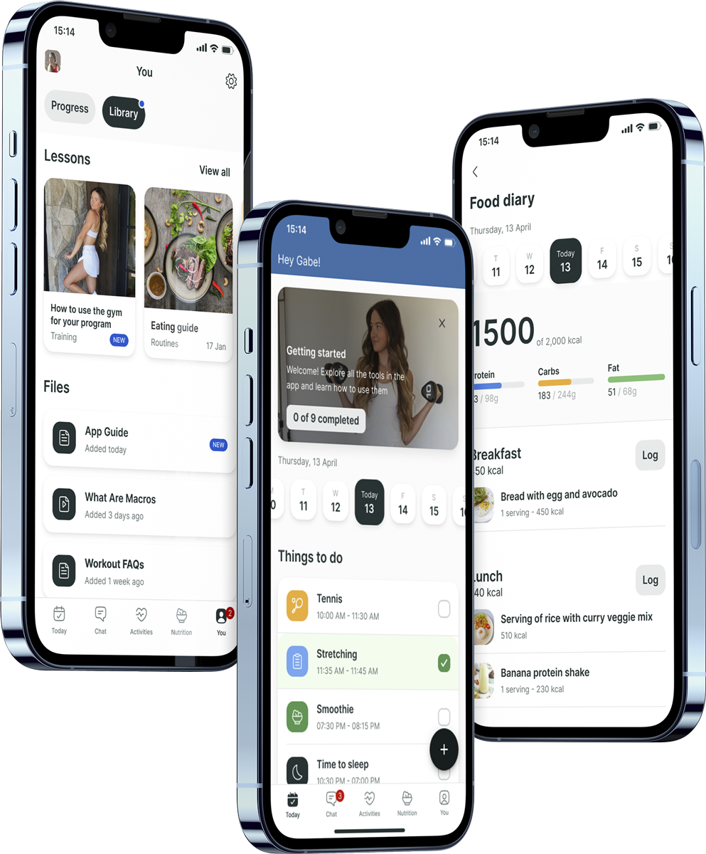 A mockup of the coaching app showcasing the features.